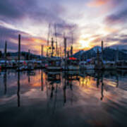 Petersburg Alaska Marina Sunset Mood Poster