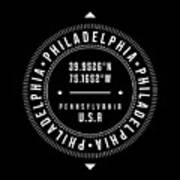 Philadelphia, Pennsylvania, Usa - 2 - City Coordinates Typography Print - Classic, Minimal Poster