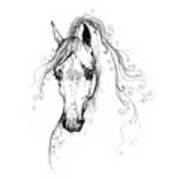 Piaff Polish Arabian Horse Drawing Poster