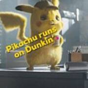 Pikachu Runs On Dunkin Poster