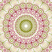 Pink And Green Mandala Kaleidoscope Medallion Flower Poster