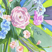 Pink Blue Watercolor Floral Splash Poster