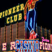 Pioneer Club Vegas Vic Portrait 1960s At Night Poster