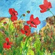 Poppies By The Sea Ii Poster