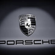 Porsche Car Emblem Isolated Bw 2 Poster