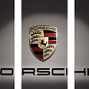 Porsche Car Emblem Triptych Poster