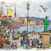 Port Of Stavanger 1930s Poster