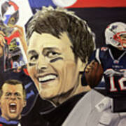 Portrait Painting Of American Football Champion Superstar Tom Brady Poster