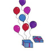 Present And Balloons Poster