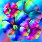 Pretty Littel Flowers Blue Poster