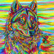 Psychedelic Wolf Poster