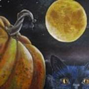 Pumpkin Spice Moon Cat Poster