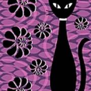 Purple Pink Mod Cat 2 Poster