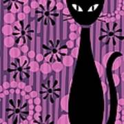Purple Pink Mod Cat Poster