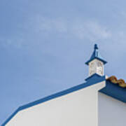 Quintessential Algarvian - Cool Fretted Crown Chimney And Cobalt Blue Roofline Accents Poster