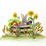 Rabbit In The Veggies Poster