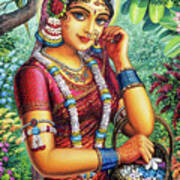 Radharani In Garden Poster