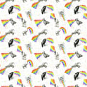Rainbow Animals Pattern Poster