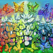Rainbow Bluebonnets Scene W Pixies Poster