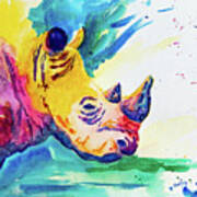 Rainbow Rhino Poster