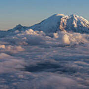 Rainier Hood Adams And St Helens From The Air Poster