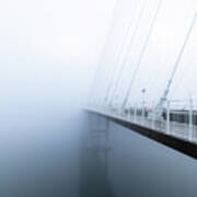 Ravenel Bridge Morning Fog Poster
