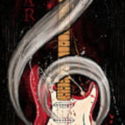 Red And Ivory Electric Guitar, Bass Guitar Poster