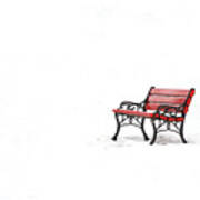 Red Bench In Snow Poster