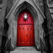 Red Church Door Poster