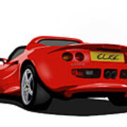 Red S1 Series One Elise Classic Sports Car Poster