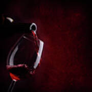 Red Wine Pouring In Wineglass Poster