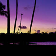 Relaxing Purple Island Sunrise In Hawaii Poster