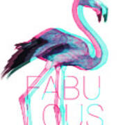 Retro Neon Fabulous Flamingo Poster