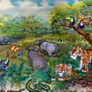 Rhinos Hippos Tigers And Snakes Poster