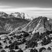 Right Panel 3 Of 3 - Pikes Peak Panoramic Mountain Landscape With Garden Of The Gods In Monochrome Poster