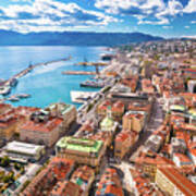 Rijeka City Center And Waterfront Aerial View Poster