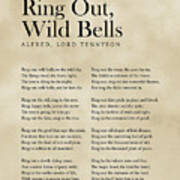 Ring Out, Wild Bells - Alfred, Lord Tennyson Poem - Literature - Typography Print 3 - Vintage Poster