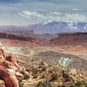Road Trip -la Sal Range From Fiery Furnace Overlook At Arches National Park In Utah Near Moab Poster