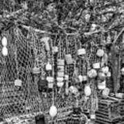 Rockport Fishing Net And Buoys Bw Poster