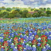 Rolling Hills Of Wildflowers - In Bloom 1 Poster