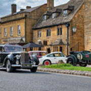 Rolls Royce Driving Through Broadway Cotswolds Poster