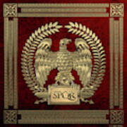 Roman Empire - Gold Imperial Eagle Over Red Velvet Poster