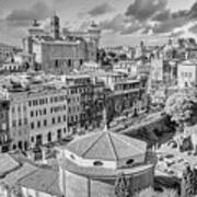 Rome - Eternal City Panorama Black And White Poster