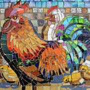Rooster Glass Mosaic Poster