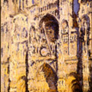 Rouen Cathedral Portal And Tour D Albane Full Sunlight Harmony In Blue And Gold Poster