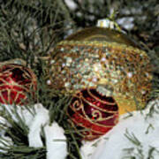 Round Holiday Ornaments Outdoors Poster