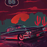 Route 66 Pontiac Bonneville Painting Poster