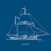 Sahtouri - Traditional Greek Sailing Ship - Blueprint Poster