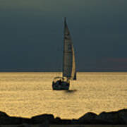 Sailing At Sunset Poster