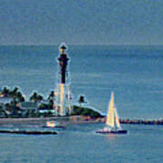 Sailing Dream At Hillsboro Lighthouse In Florida Poster
